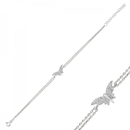 Bratara argint 925 rodiat cu fluturas si zirconii albe - Be Nature BTU0054 [0]